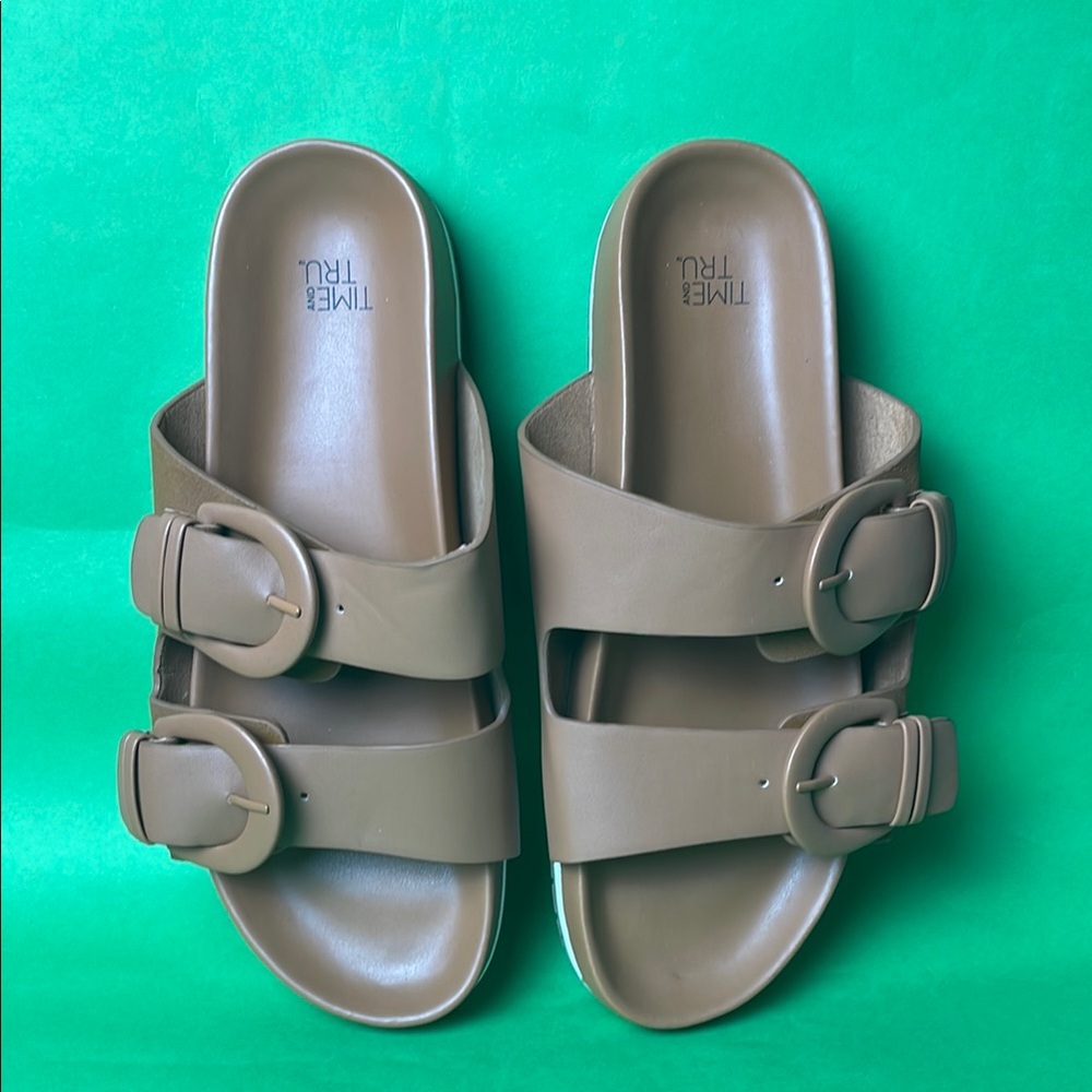Tan Double Buckle Sandals